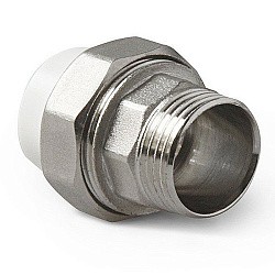  Муфта комбинированная ПП 20-1/2'' PN 25, разъёмная, с наружной резьбой, белая, Pro Aqua PA21008  (251239701) со склада Проконсим в Екатеринбурге