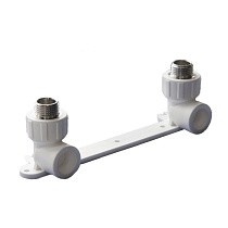 Угольник установочный ПП 25-1/2'' двойной с наружной резьбой белый Политэк купить в Екатеринбурге | "Проконсим"