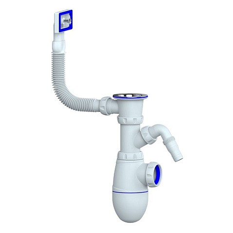 Сифон для мойки Unicorn В440V, без отвода, 1 1/2'' х40 чаша из нержавеющей стали, прямоугольный перелив купить в Екатеринбурге | "Проконсим"