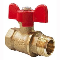Краны латунные шаровые 11Б27фт1М DN 15-20 PN 40 бабочка муфта-штуцер Valfex Optima.218.LOB1 купить в Екатеринбурге | "Проконсим"