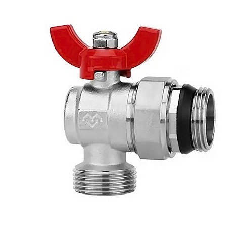 Кран шаровой латунный DN 25 PN 16 никелированный угловой  для коллектора (2 шт.) Varmega VM15955 купить в Екатеринбурге | "Проконсим"