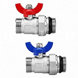  Кран шаровой латунный Varmega VM15951 никелированный прямой DN25 PN16 для коллектора (2 шт.) (930422031) со склада Проконсим в Екатеринбурге