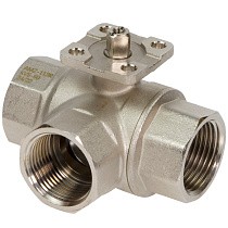 Краны латунные шаровые трехходовые DN 20-25 PN 40 никелированные под привод РИДАН AMZ-113R купить в Екатеринбурге | "Проконсим"