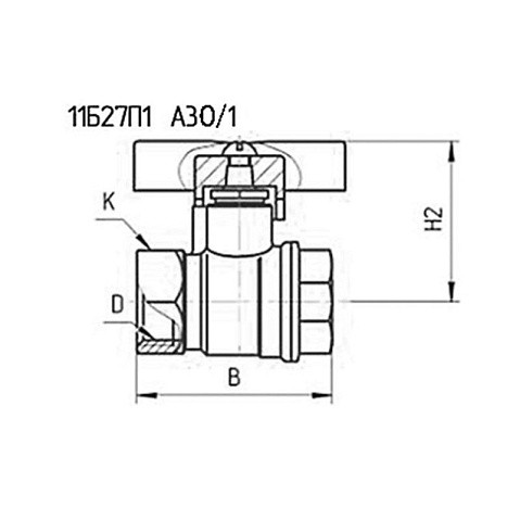 Кран латунный шаровой 11Б27п1 DN25 PN40 бабочка муфта-муфта БАЗ Standart купить в Екатеринбурге | "Проконсим"