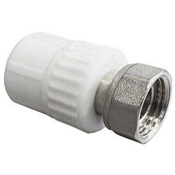 Акция! Муфта комбинированная ПП 20-1/2'' PN 25 с накидной гайкой белая PlasticPro  (251240803) со склада Проконсим в Екатеринбурге