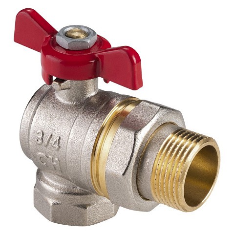 Кран латунный шаровой MVI AquaHit BV.322.04 DN 15 PN 25 бабочка американка полнопроходной угловой никелированный купить в Екатеринбурге | "Проконсим"