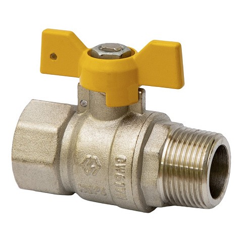 Кран латунный шаровой газовый MVI BV.814 DN 20 PN 25 никелированный полнопроходной муфта-штуцер бабочка купить в Екатеринбурге | "Проконсим"